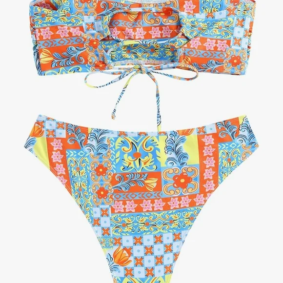 Zaful Multicolor Strapless Bikini - Picture 4 of 10